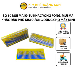 Bộ 30 mũi mài điêu khắc yong fong cán 3mm, mũi mài khắc đầu phủ kim cương dùng cho máy mini cầm tay