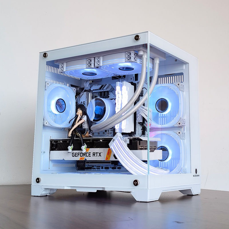 Vỏ Máy Tính. Case Pc bể cá mặt Kính Cường lực Không Viền . No Fan