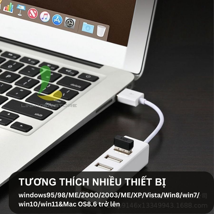 Bộ chia USB 4 cổng USB 2.0 hình chữ nhật - Hub USB nhỏ gọn tốc độ cao hỗ trợ máy tính