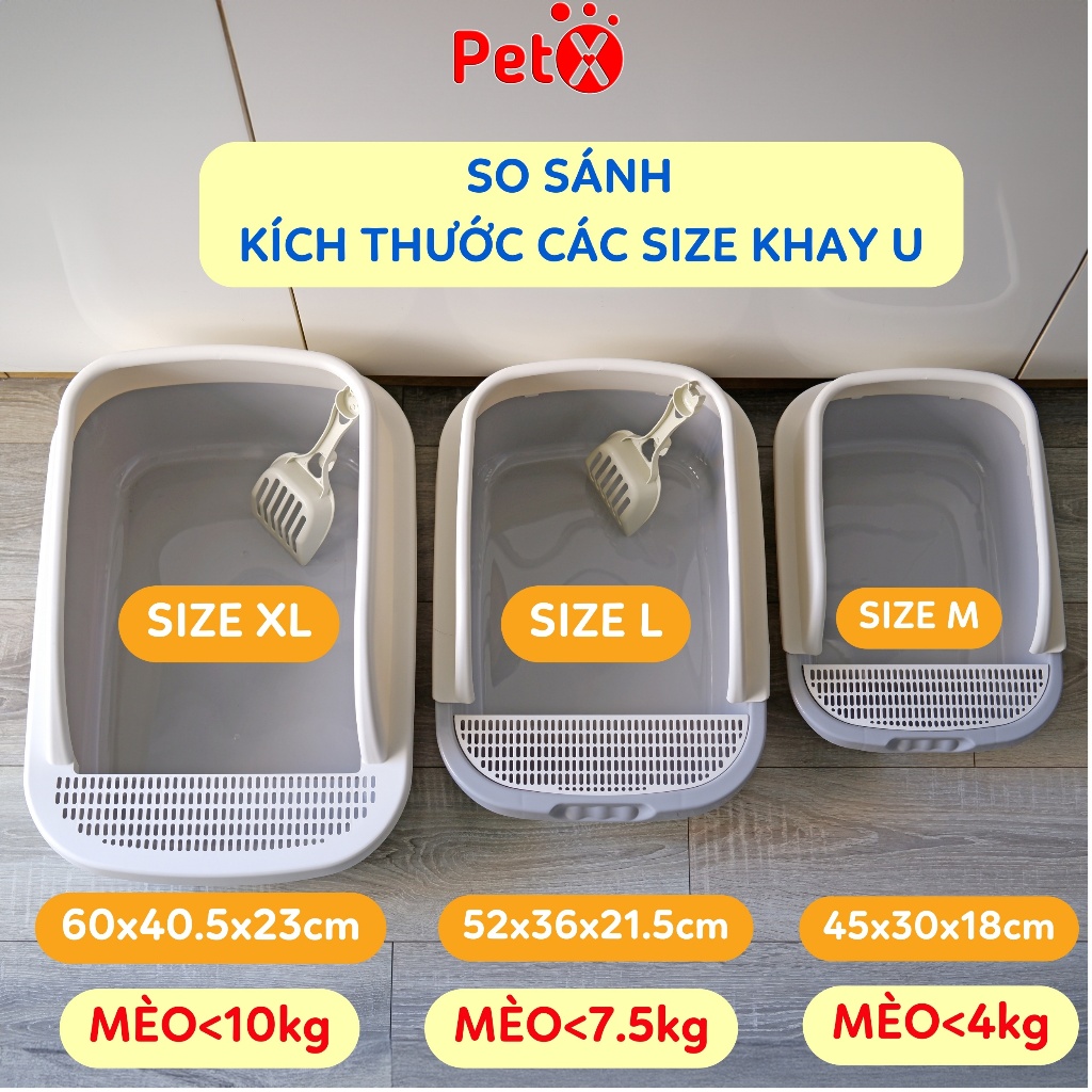 Khay vệ sinh mèo cỡ XL khay U to cho mèo đến 10kg