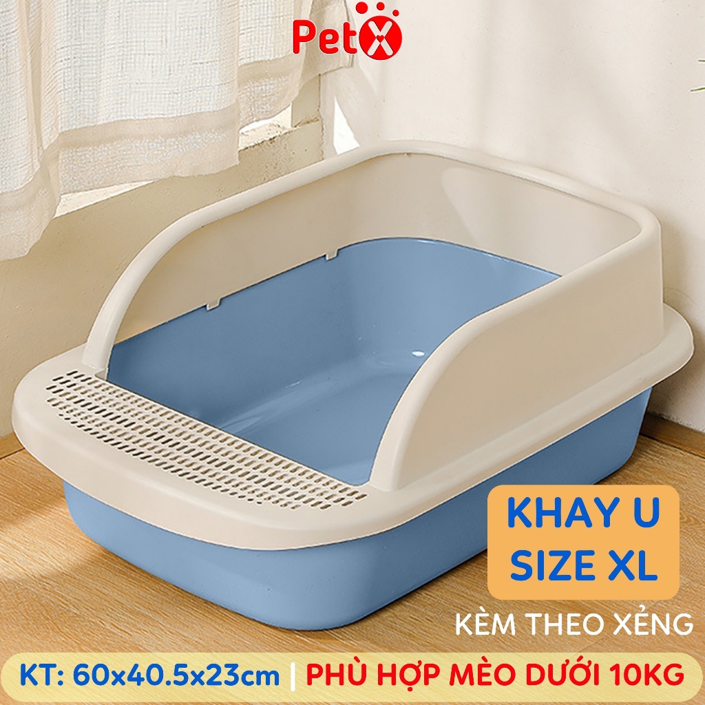 Khay vệ sinh mèo cỡ XL khay U to cho mèo đến 10kg