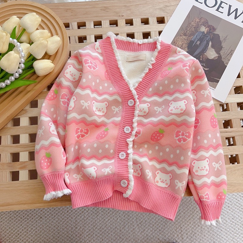 BST Áo Cardigan Họa Tiết Dâu Gấu, Cherry Cho Bé Gái - Jumping Beans Official Store