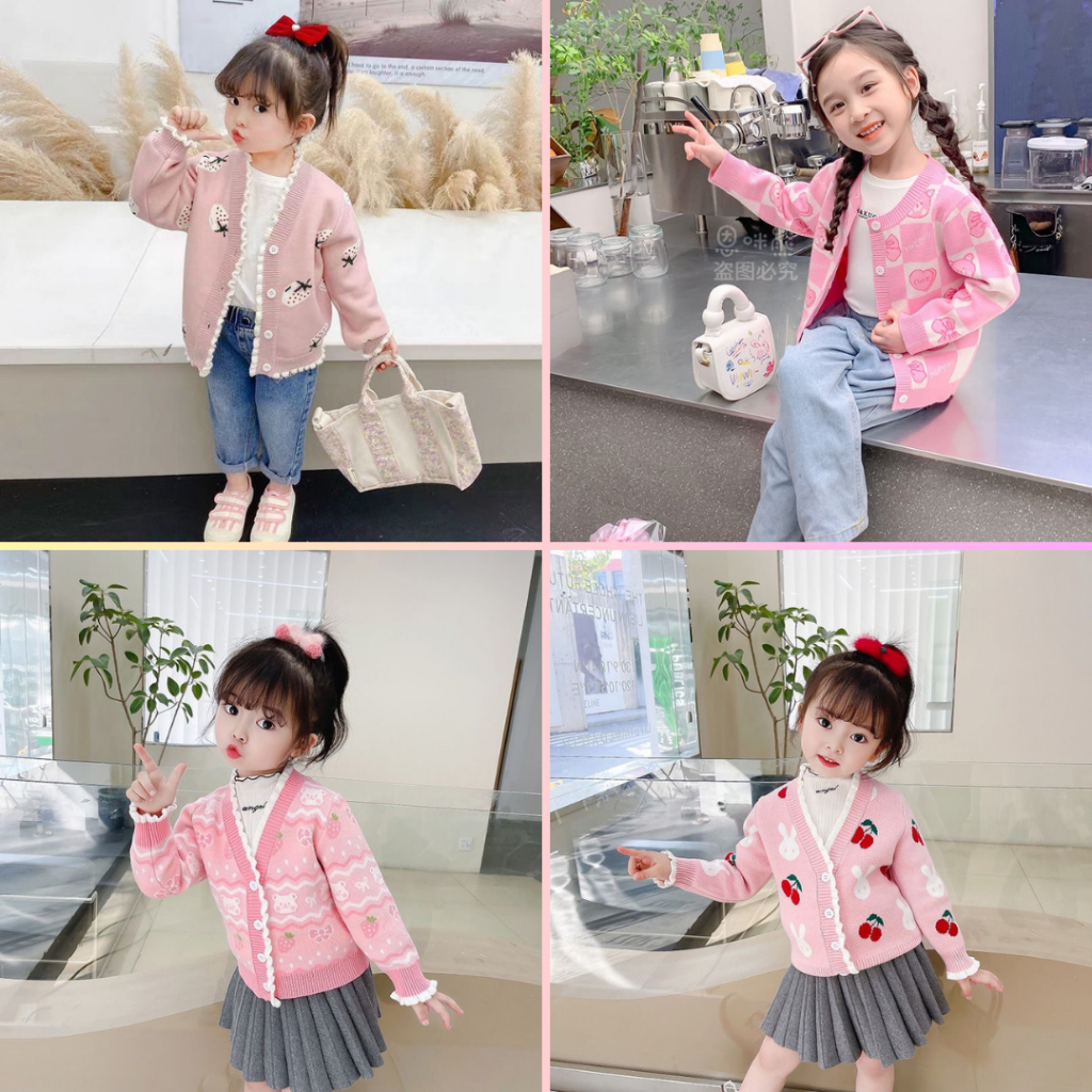 BST Áo Cardigan Họa Tiết Dâu Gấu, Cherry Cho Bé Gái - Jumping Beans Official Store