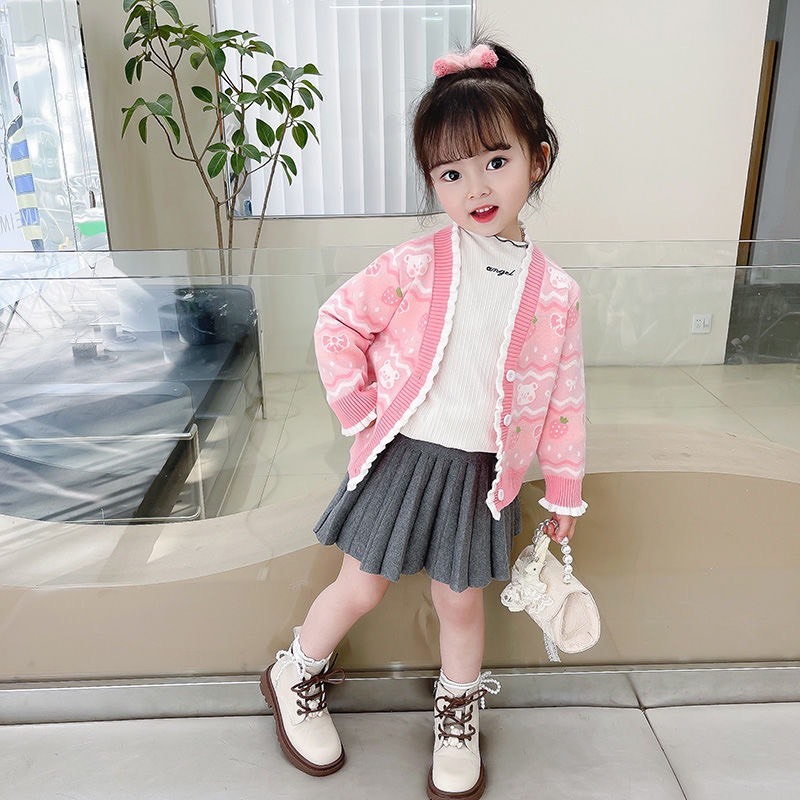BST Áo Cardigan Họa Tiết Dâu Gấu, Cherry Cho Bé Gái - Jumping Beans Official Store