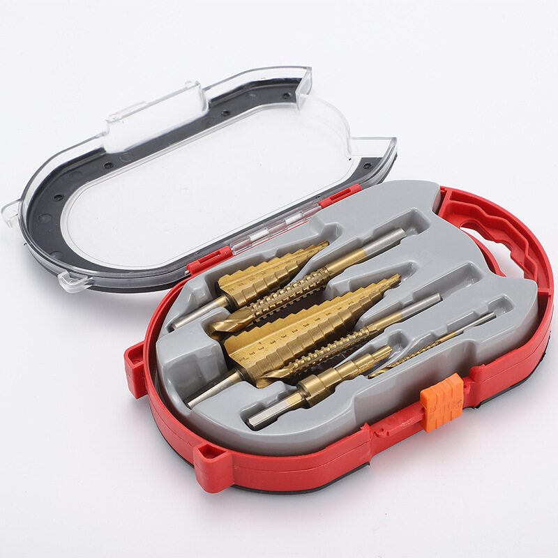 6 Mũi Khoan HSS，mũi khoan khoét lỗ đa năng,Mũi khoan hình nón thép HSS phủ titan cỡ 4-12/20/32mm