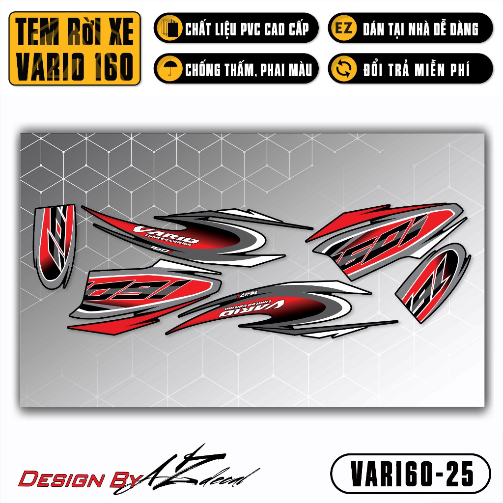 Decal Rời Dán Xe Vario 160 2023 Mẫu Limited Edition | VAR160-25 | Team Tem Hình Dán Xe Máy Chống Thấm Nước Chống Xước