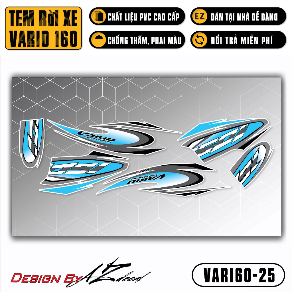 Decal Rời Dán Xe Vario 160 2023 Mẫu Limited Edition | VAR160-25 | Team Tem Hình Dán Xe Máy Chống Thấm Nước Chống Xước