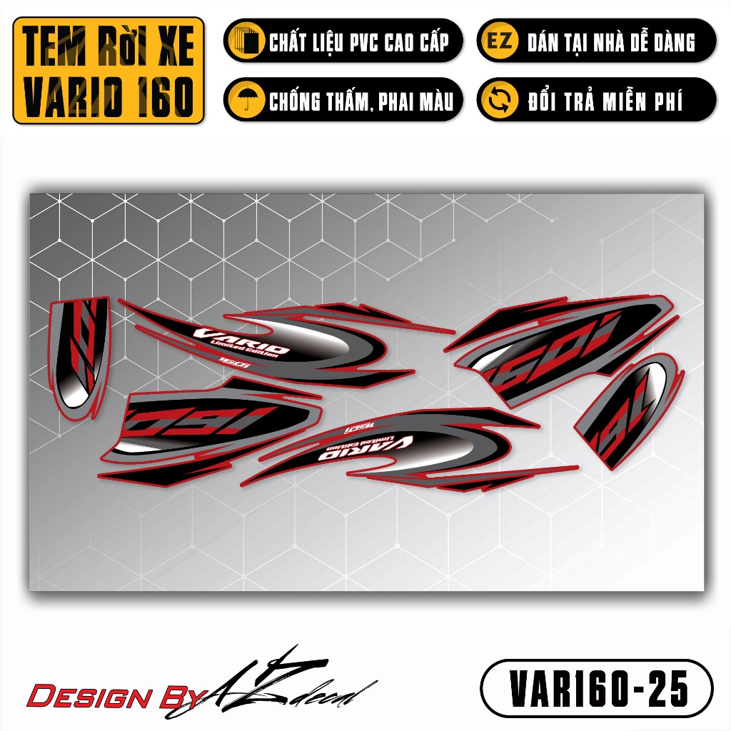 Decal Rời Dán Xe Vario 160 2023 Mẫu Limited Edition | VAR160-25 | Team Tem Hình Dán Xe Máy Chống Thấm Nước Chống Xước