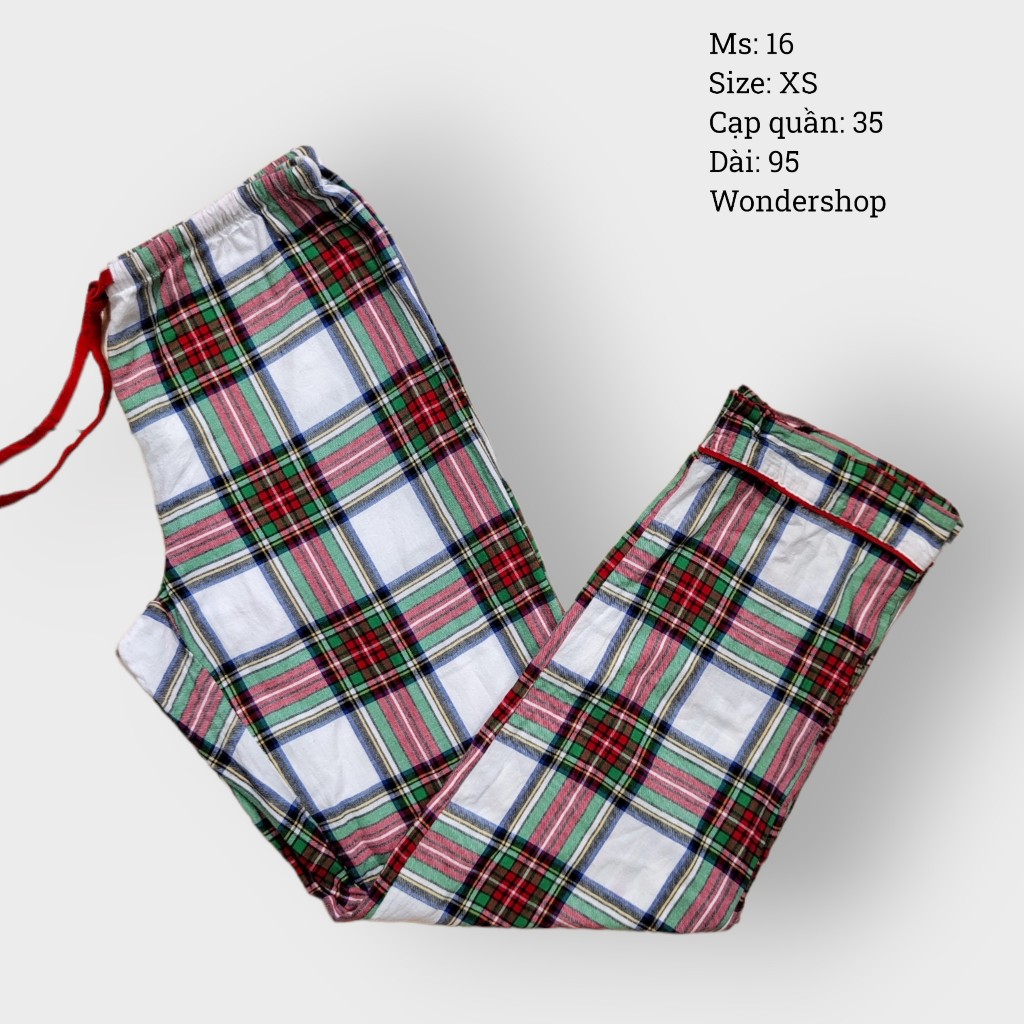 Quần Flannel, Quần Noel, Họa tiết ống suông 2hand, Size S