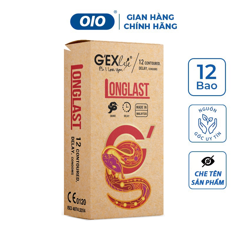 Bao cao su G'EXlife Longlast siêu mỏng chống xuất tinh sớm kéo dài thời gian quan hệ