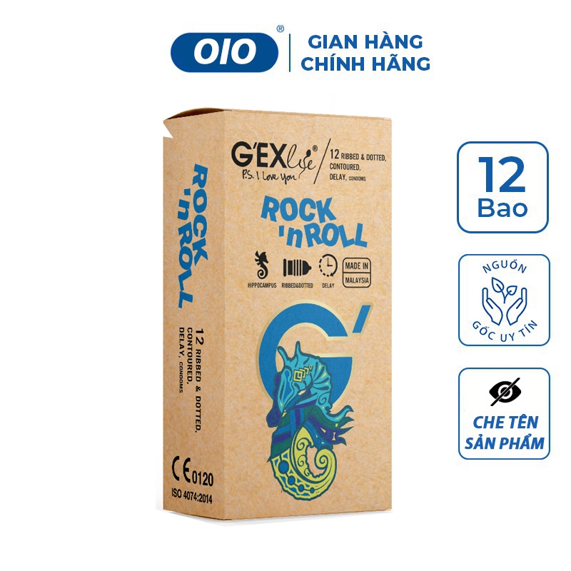 Bao cao su G'EXlife hộp 12 cái siêu mỏng chống xuất tinh sớm kéo dài thời gian quan hệ