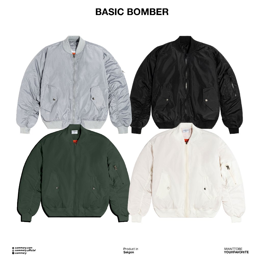 Áo Khoác Bomber lót chằn bông LocalBrand Cemmery BASIC BOMBER, áo bomber unisex nam nữ 4 Color