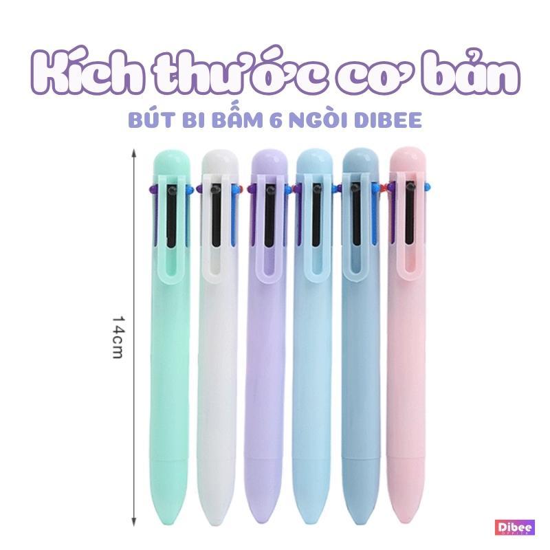 Đầu quấn sạc tặng Bút bi bấm nhiểu màu DiBee, bút bi màu pastel 6 ngòi đa năng dễ thương dành cho học sinh B82
