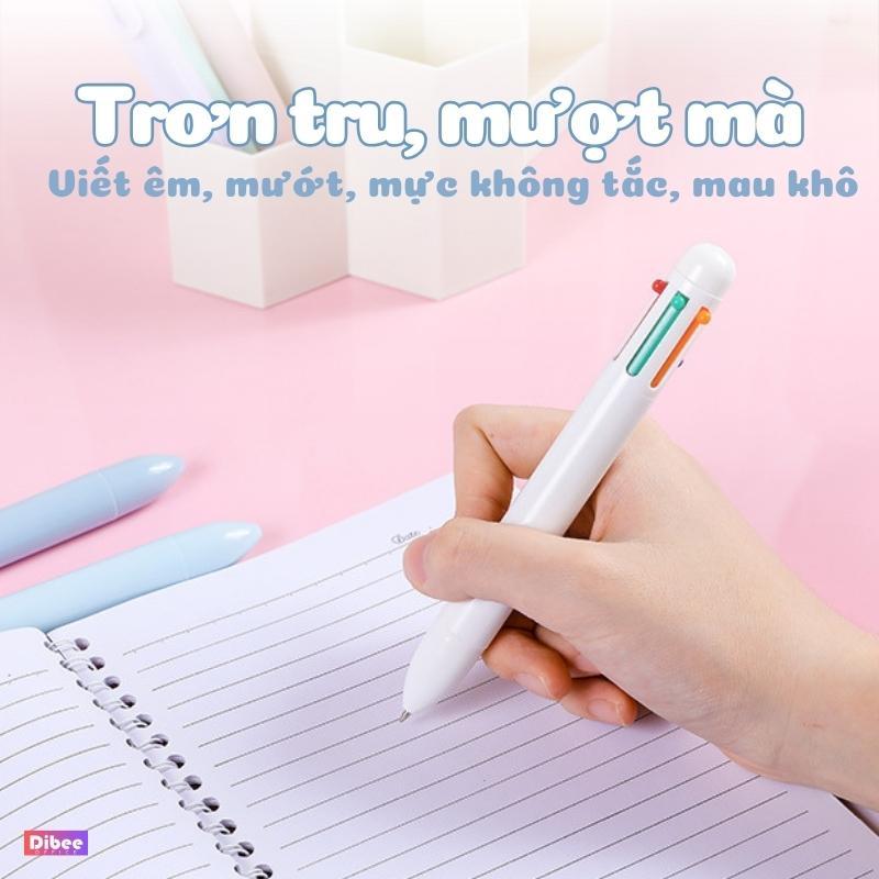 Đầu quấn sạc tặng Bút bi bấm nhiểu màu DiBee, bút bi màu pastel 6 ngòi đa năng dễ thương dành cho học sinh B82
