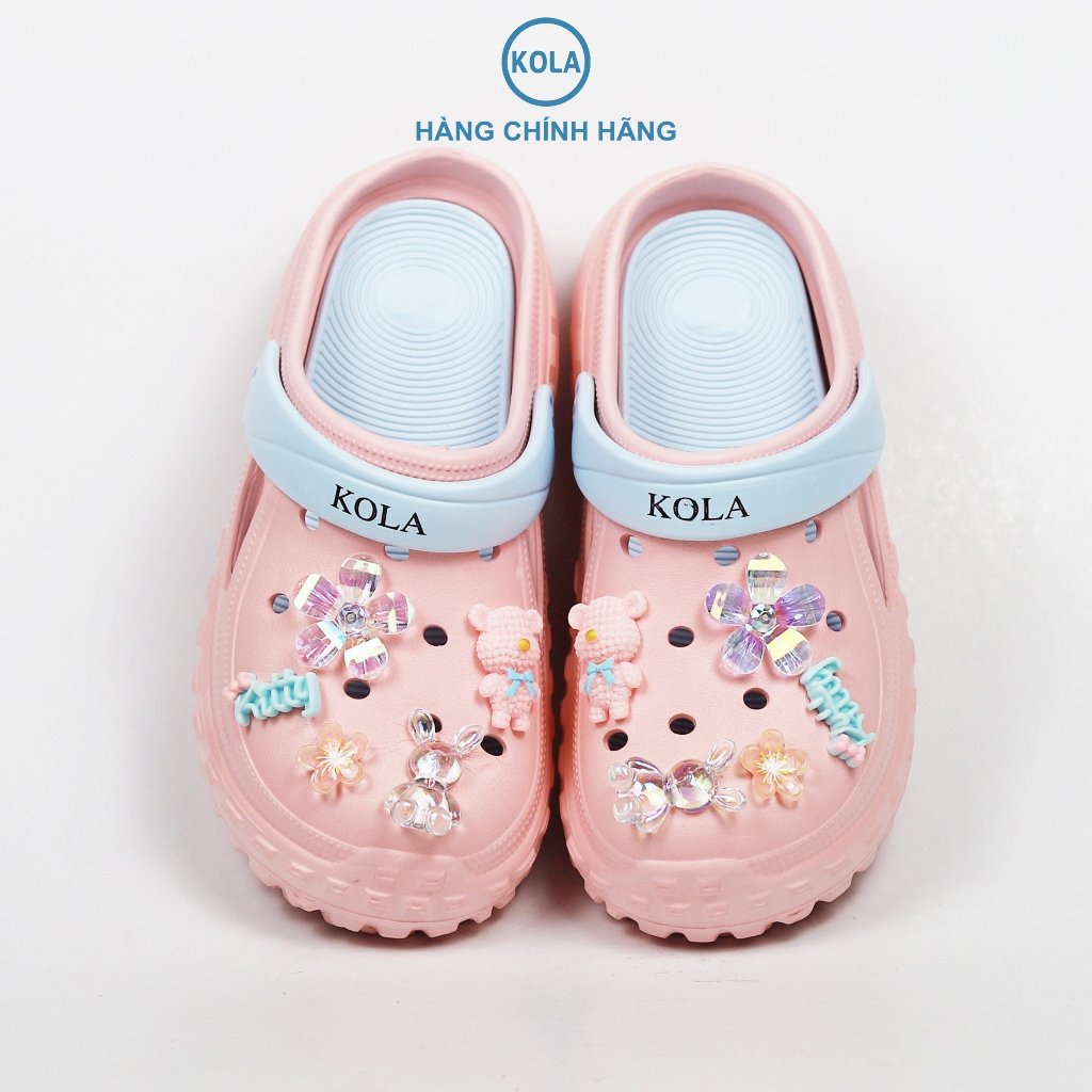 Dép Clogs sục nữ KOLA chất liệu EVA siêu nhẹ kèm sticker dễ thương có quai hậu