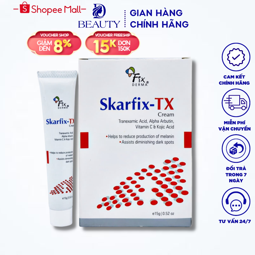 Kem dưỡng Fixderma Skarfix-TX 15g kem trắng da mờ nám giảm thâm tàn nhang hiệu quả