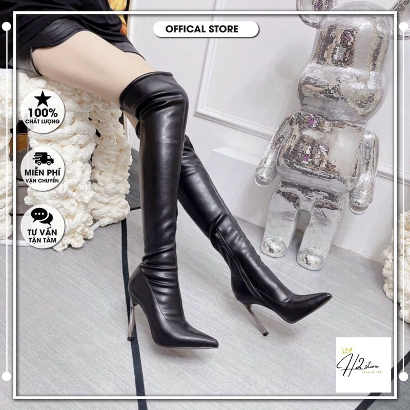 BOOT qua đầu gối dây chuông gót nhọn 9cm siêu sang