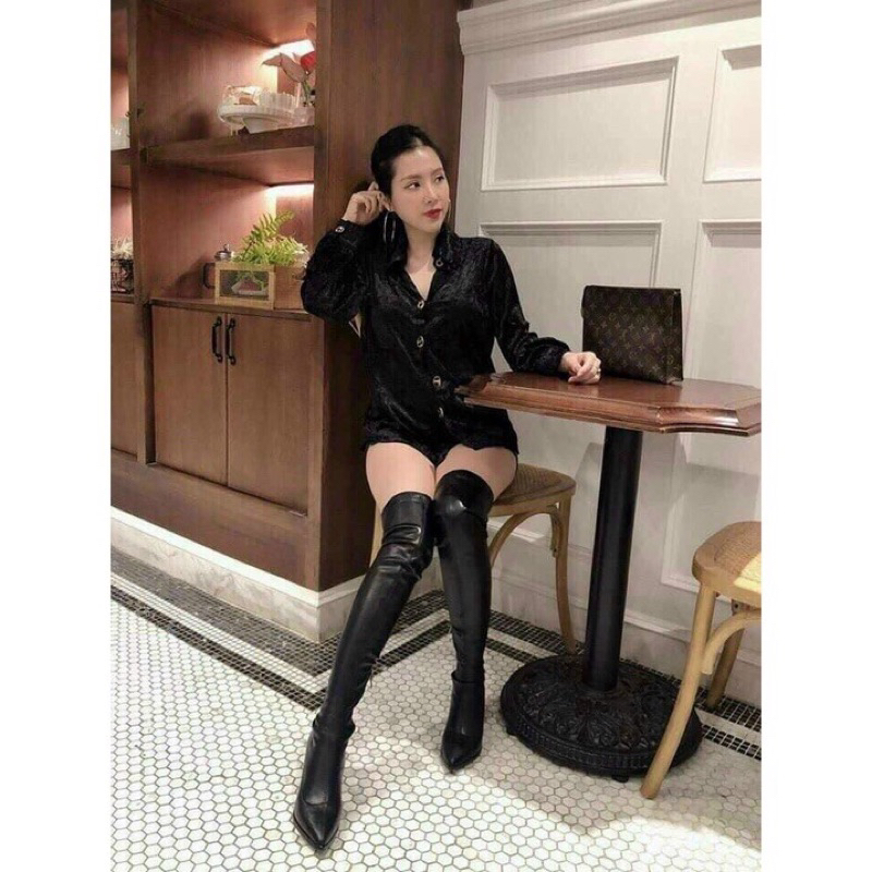 BOOT qua đầu gối dây chuông gót nhọn 9cm siêu sang
