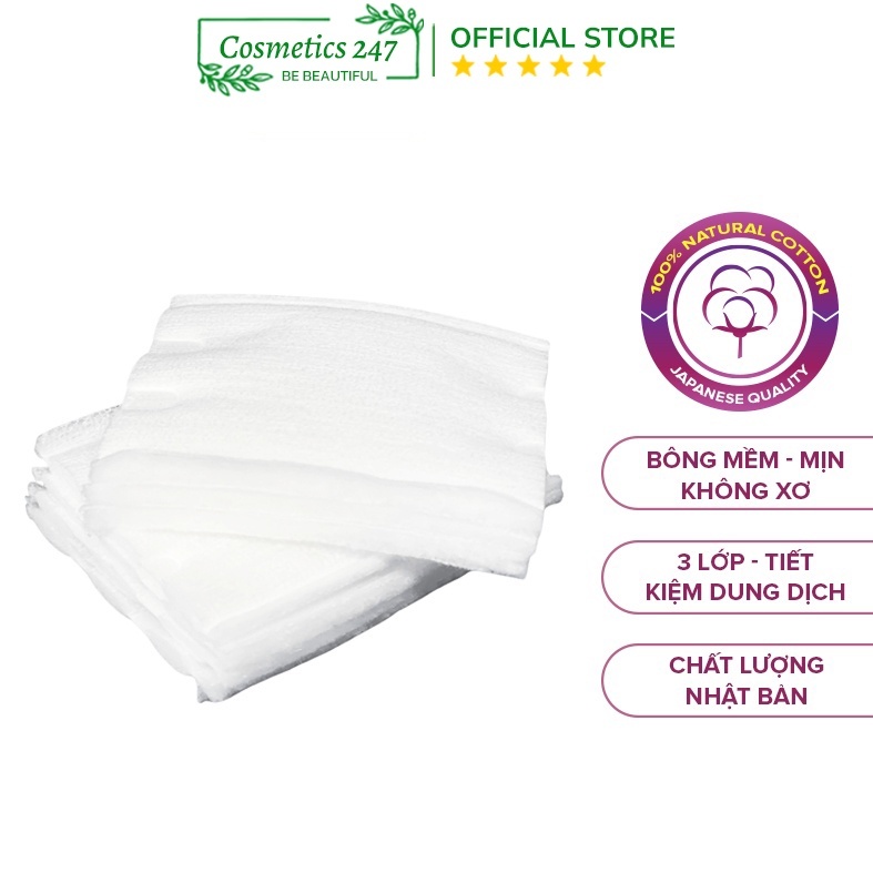 Bông tẩy trang Yusachi Suzuran Cao Cấp Nhật Bản 100% Cotton - 200 miếng