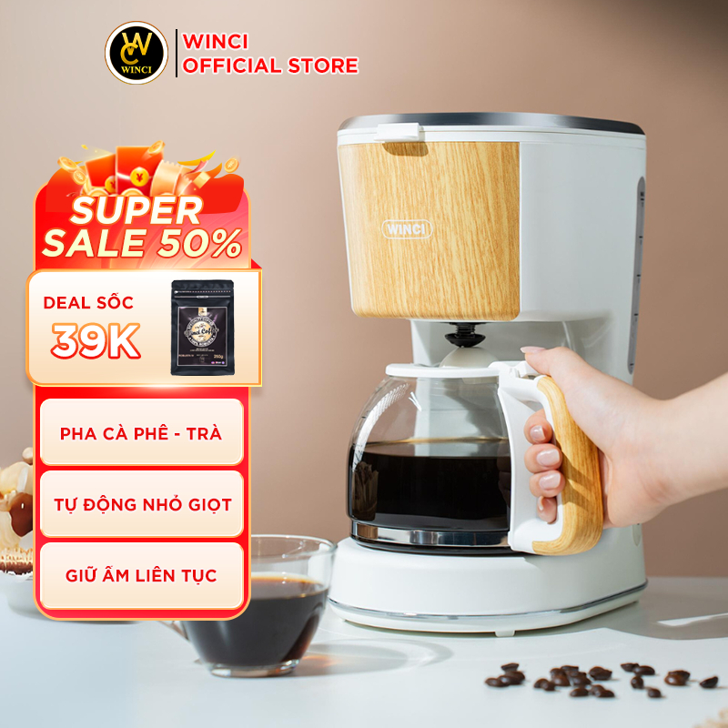 Máy Pha Cà Phê Nhỏ Giọt Winci CM1142, Dung Tích 1.25L, Bảo hành 12 tháng