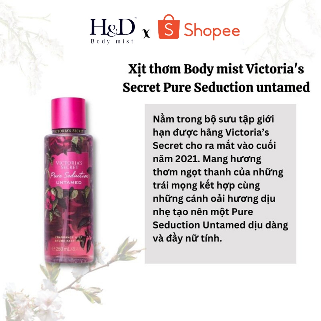 Body Mist Victoria's Secret Pure Seduction xịt thơm toàn thân HD Body mist quyến rũ 10ML/30ML/75ML