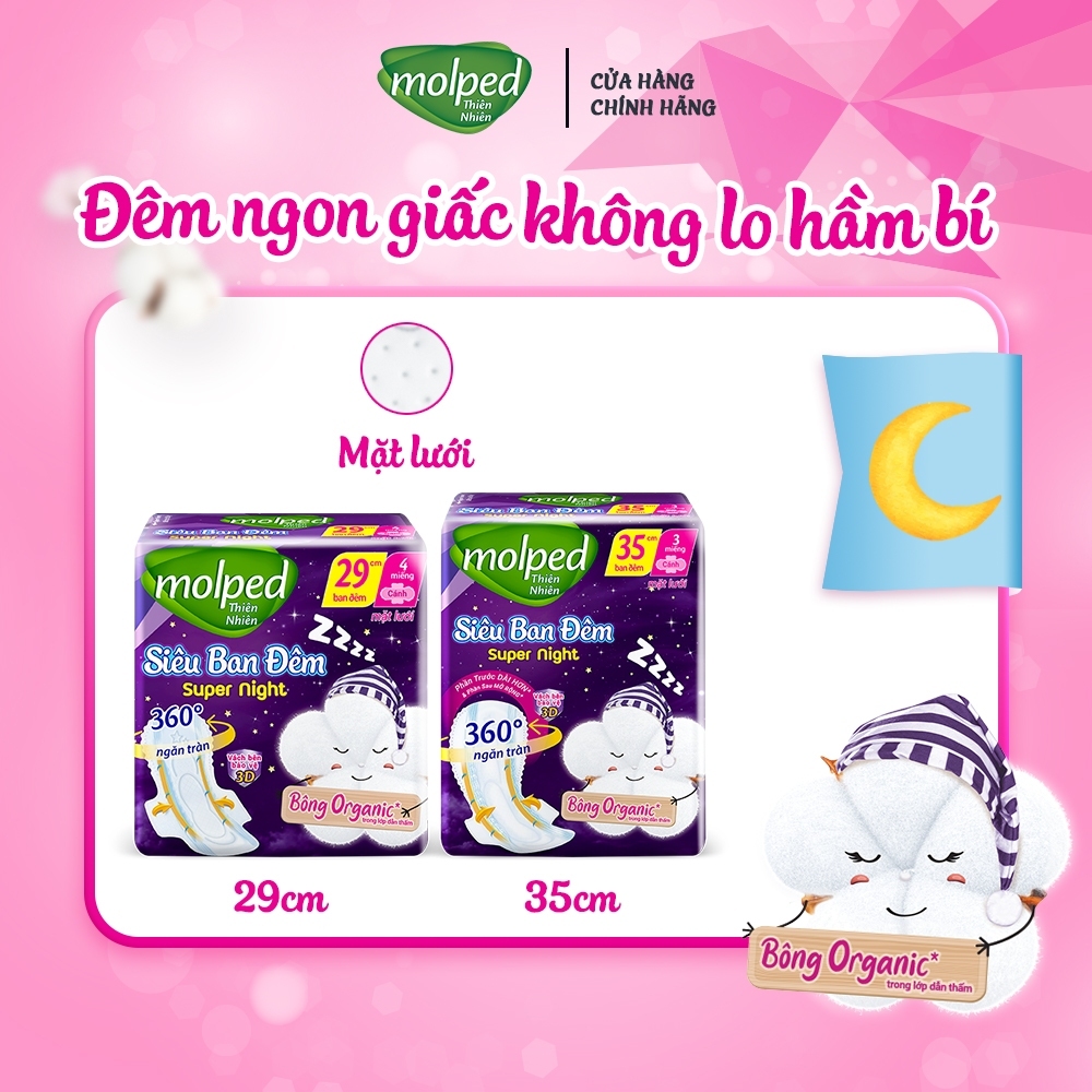 Băng vệ sinh MOLPED Bông Organic Tự nhiên mềm mại siêu thấm
