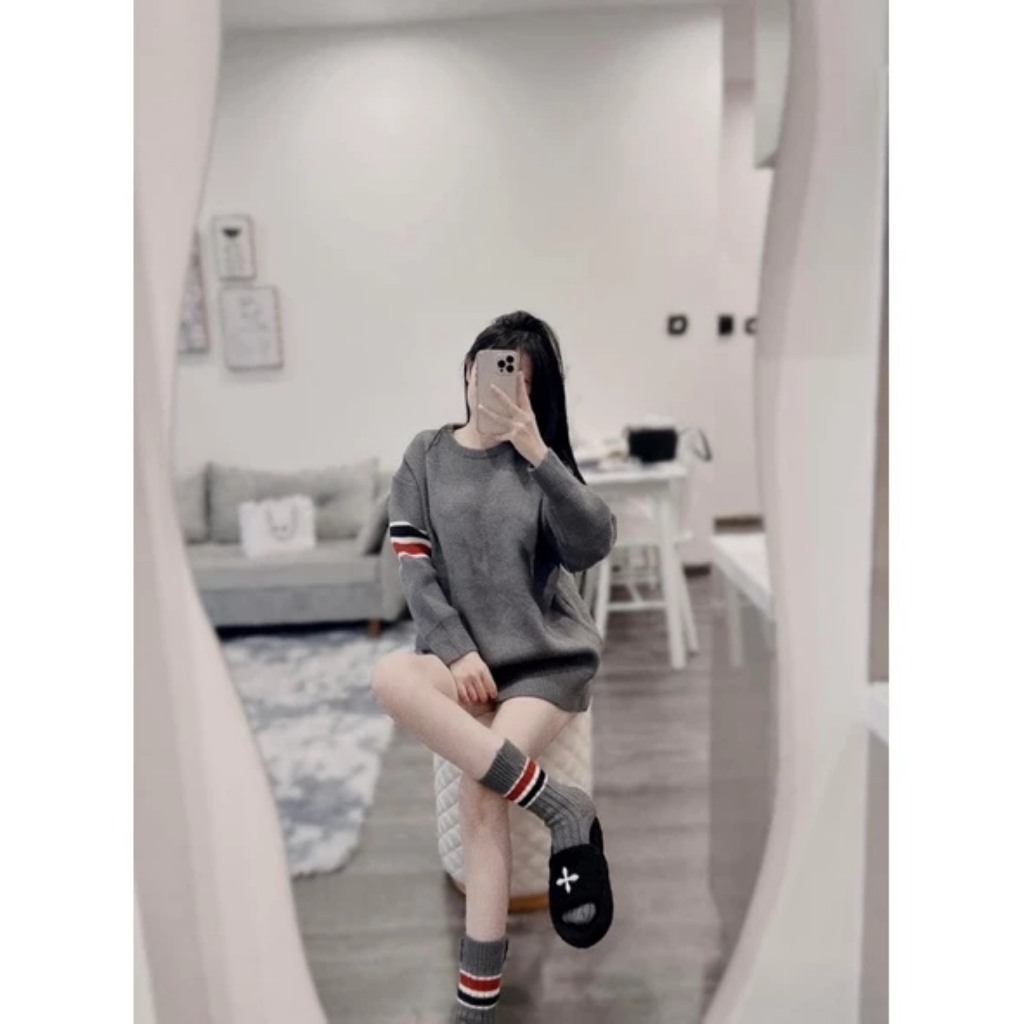 Áo Len Cố Tròn , Áo Len Kẻ 3 Vạch Siêu HOT Phong Cách Boy Phố Girl Phố A30