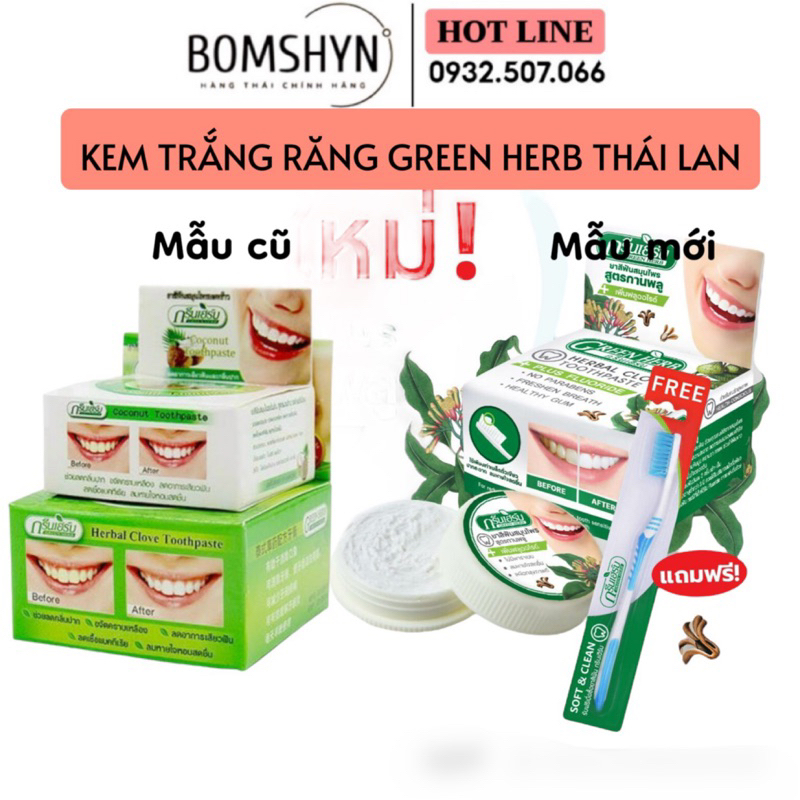 Kem Trắng Răng Green Herb Thái Lan 25g Thái Lan Mẫu Cũ