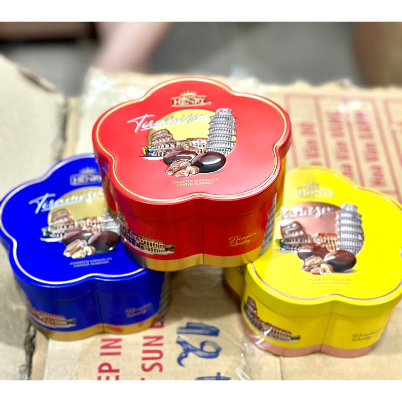 Socola hạnh nhân King Henry hộp bông mai gói quà Tết 2024 siêu đẹp