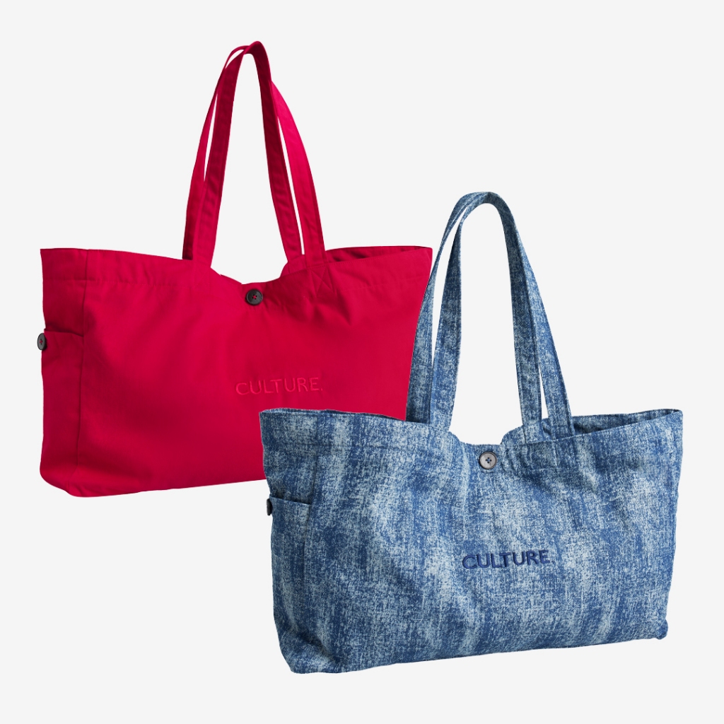 CULTURE OVERSIZED BAG - Túi vải size lớn, thêu chữ Culture.