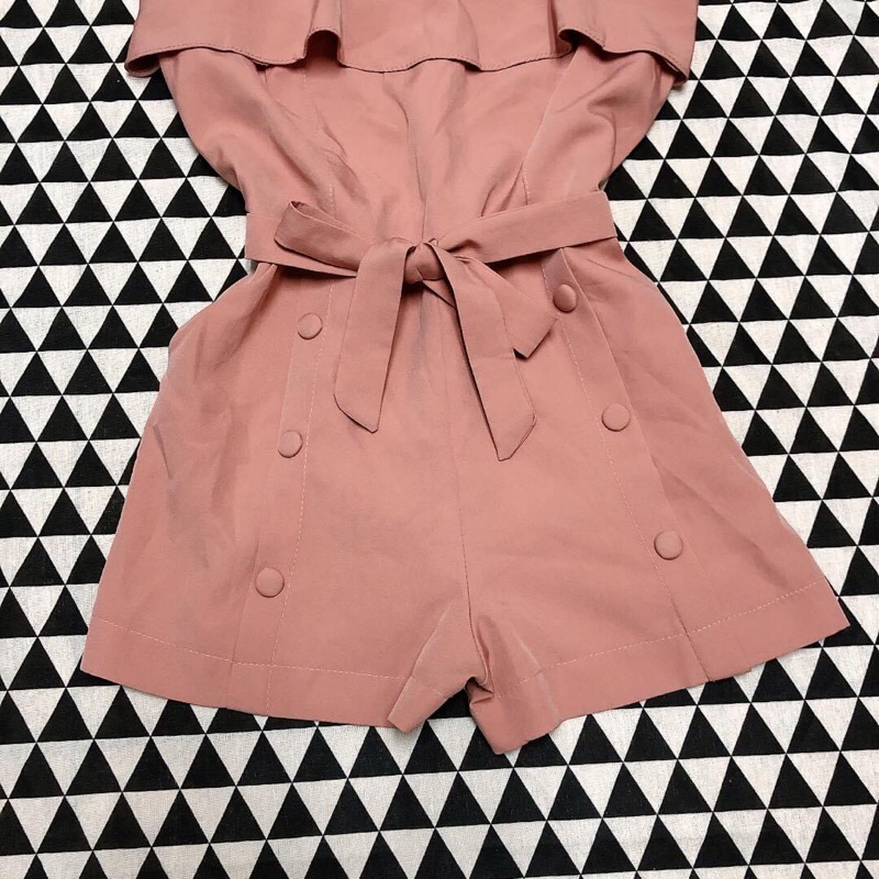 Jumpsuit nâu 2 dây trơn kiểu đồ si