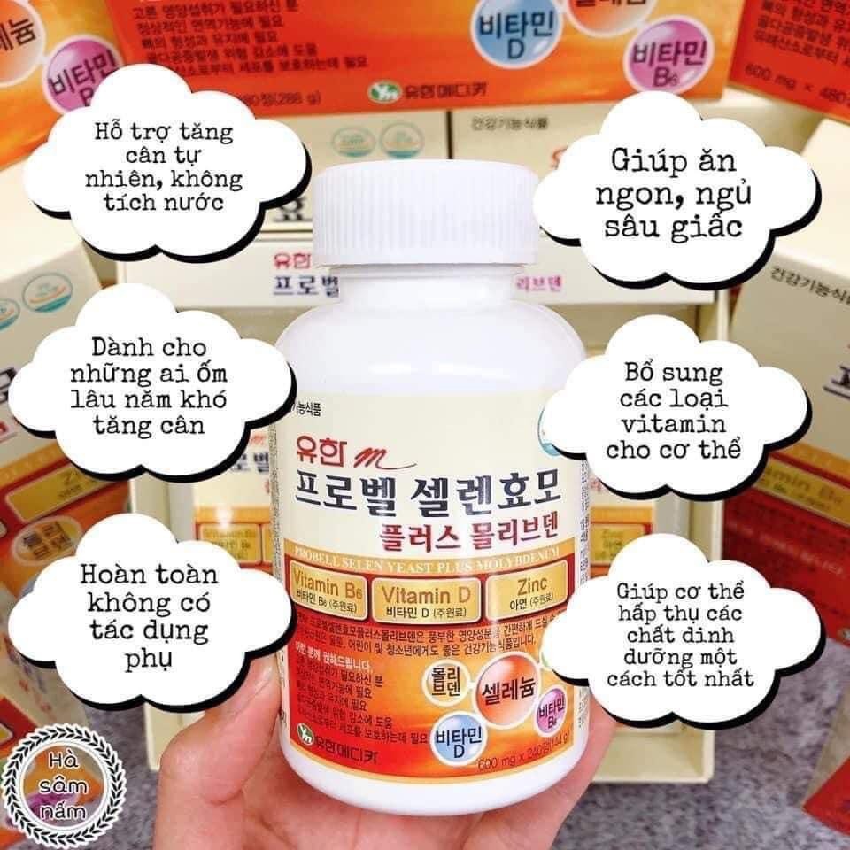 Viên Uống Tăng Cân D Selen Yeast Hàn Quốc Hộp 2 Lọ * 240 Viên, Giúp ăn ngon, ngủ ngon và tăng cân theo ý muốn