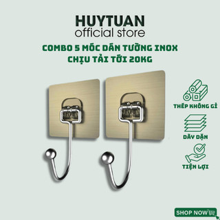 Combo 5 móc inox dán tường chịu lực 20kg móc treo đồ nặng dán tường chất lượng cao, móc chịu lực, móc treo tường