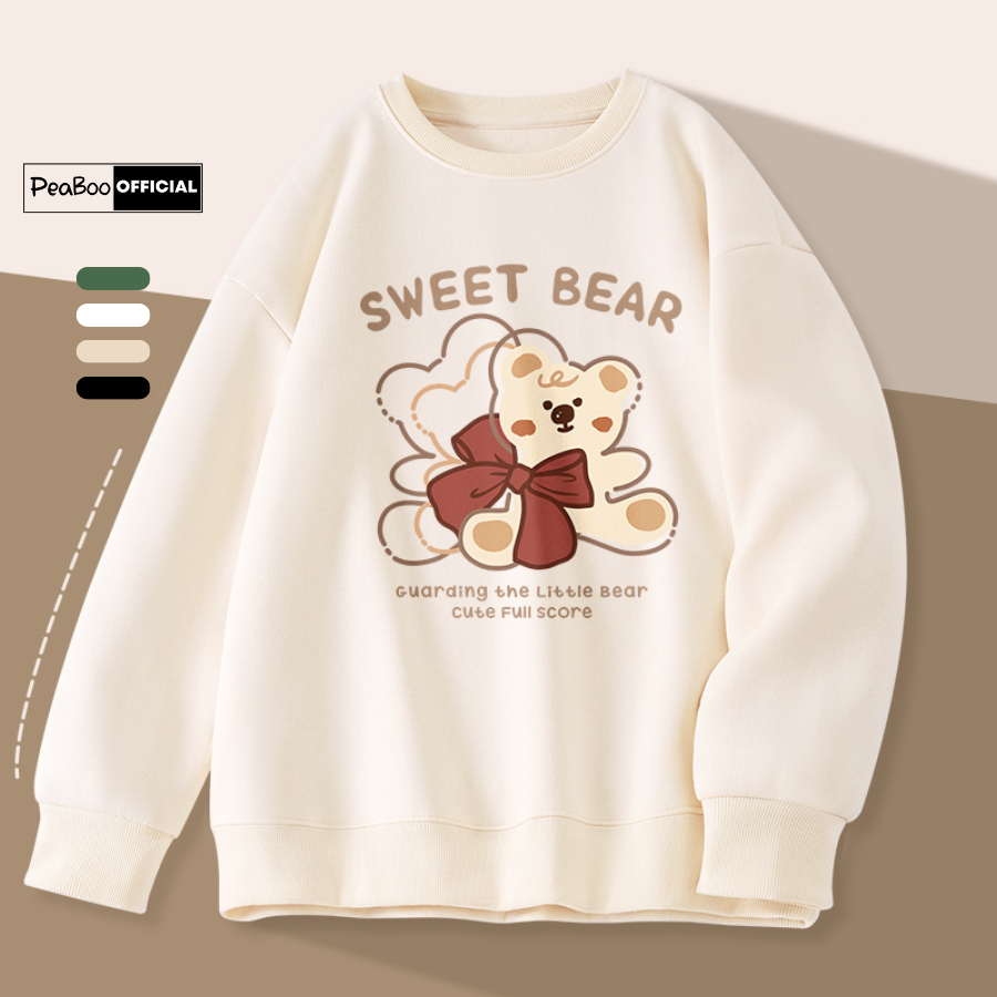 Áo Sweater Sweet Bear 01 Nam Nữ By PEABOO Unisex Chất Nỉ Lót Bông Form Rộng