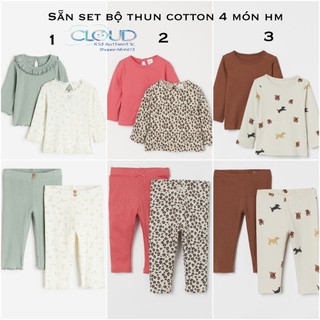 Set bộ thun cotton 4 món hm jp/cn size từ 4-6m đến 3-4y