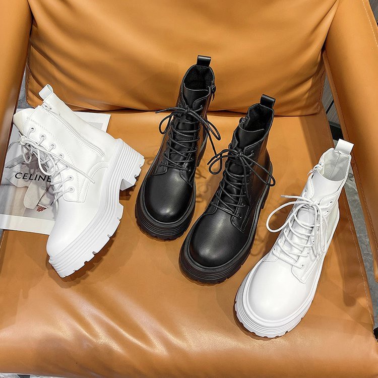 Bốt Lửng nữ buộc dây đế gân cao 6cm Fennik mã