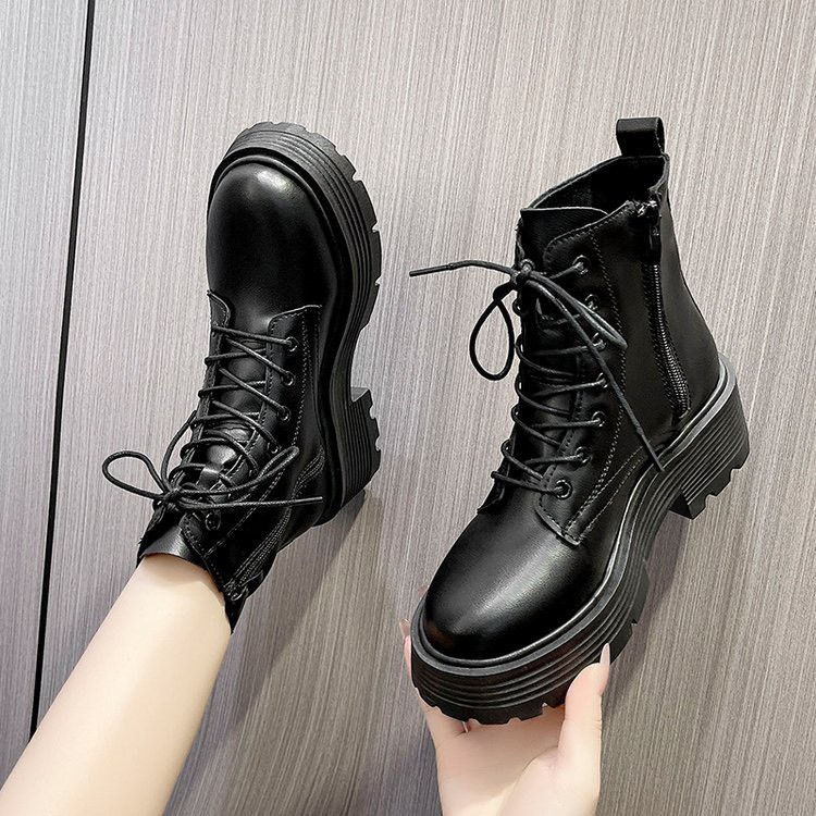 Bốt Lửng nữ buộc dây đế gân cao 6cm Fennik mã