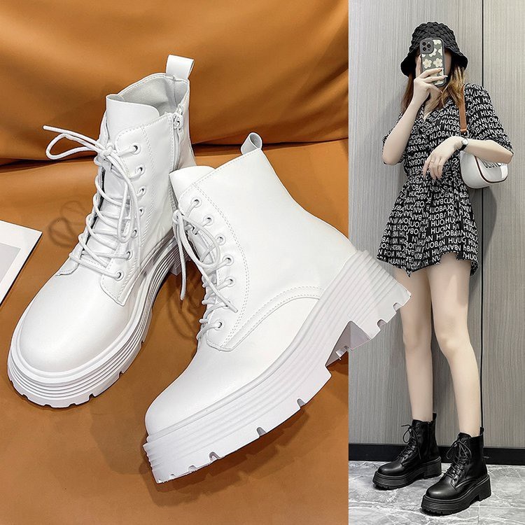 Bốt Lửng nữ buộc dây đế gân cao 6cm Fennik mã