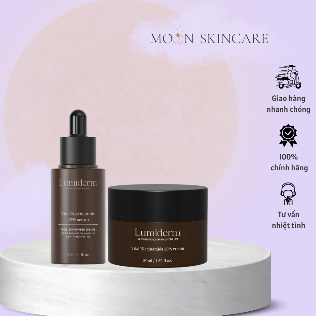 Combo Dưỡng Da x2 Trắng Sáng Lumiderm Vita Niacinamide 20%