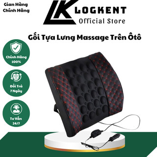 Gối Tựa Lưng Massage Trên Xe ô tô, Xe Hơi, Loại Bọc Da Cao Cấp, Đệm Massage Lưng Rung Thư Gian Điện 12v (LOGKENT)