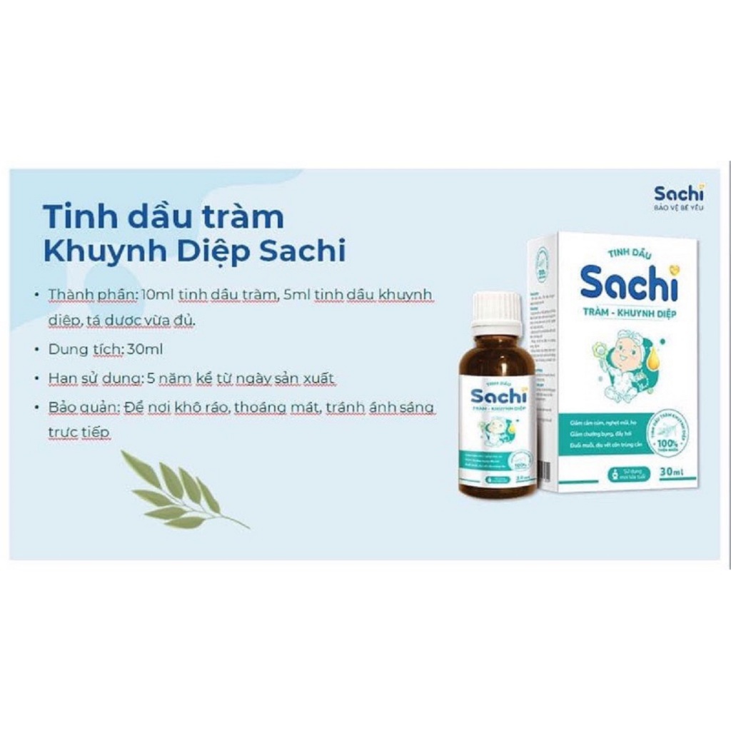 Tinh dầu tràm khuynh diệp Sachi cho bé giúp xua muỗi, làm ấm, phòng cảm lạnh - 30ml