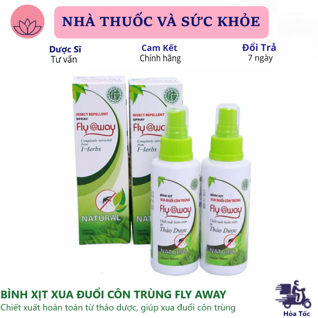 Chai 100ml - BÌNH XỊT XUA ĐUỔI CÔN TRÙNG CHIẾT XUẤT HOÀN TOÀN THẢO DƯỢC FLY AWAY