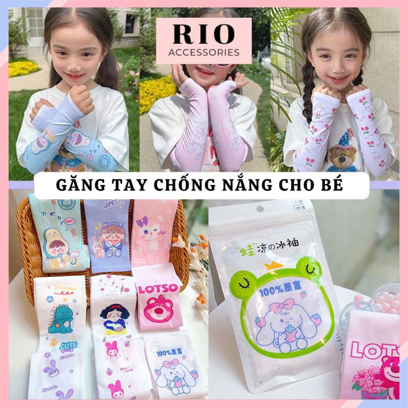 Găng tay chống nắng cho bé chống côn trùng bảo vệ da mềm nhẹ thoáng mát nhiều họa tiết hoạt hình dễ thương GCN