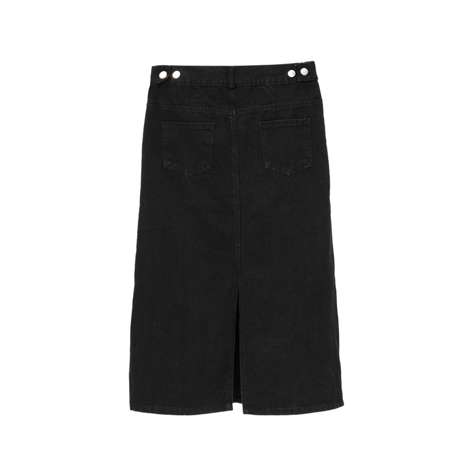 Chân Váy Jeans Midi Màu Đen Dáng A Suông Dài Xẻ Tà Ôm Eo Phong Cách Hàn Quốc Arketa