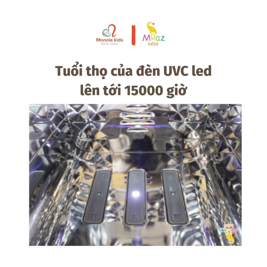 Máy tiệt trùng sấy khô bình sữa UVC ION Moaz BéBé MB072 cho bé - Monnie Kids
