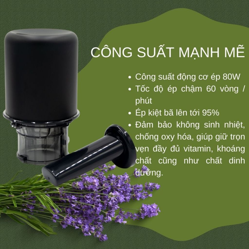 Máy ép chậm mini Gemhaus GH510 công suất 80W cho gia đình 2-3 người