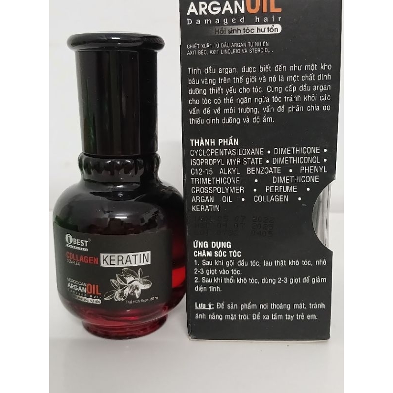 Ibest collagen karatin complex tinh dầu dưỡng tóc chai 60ml