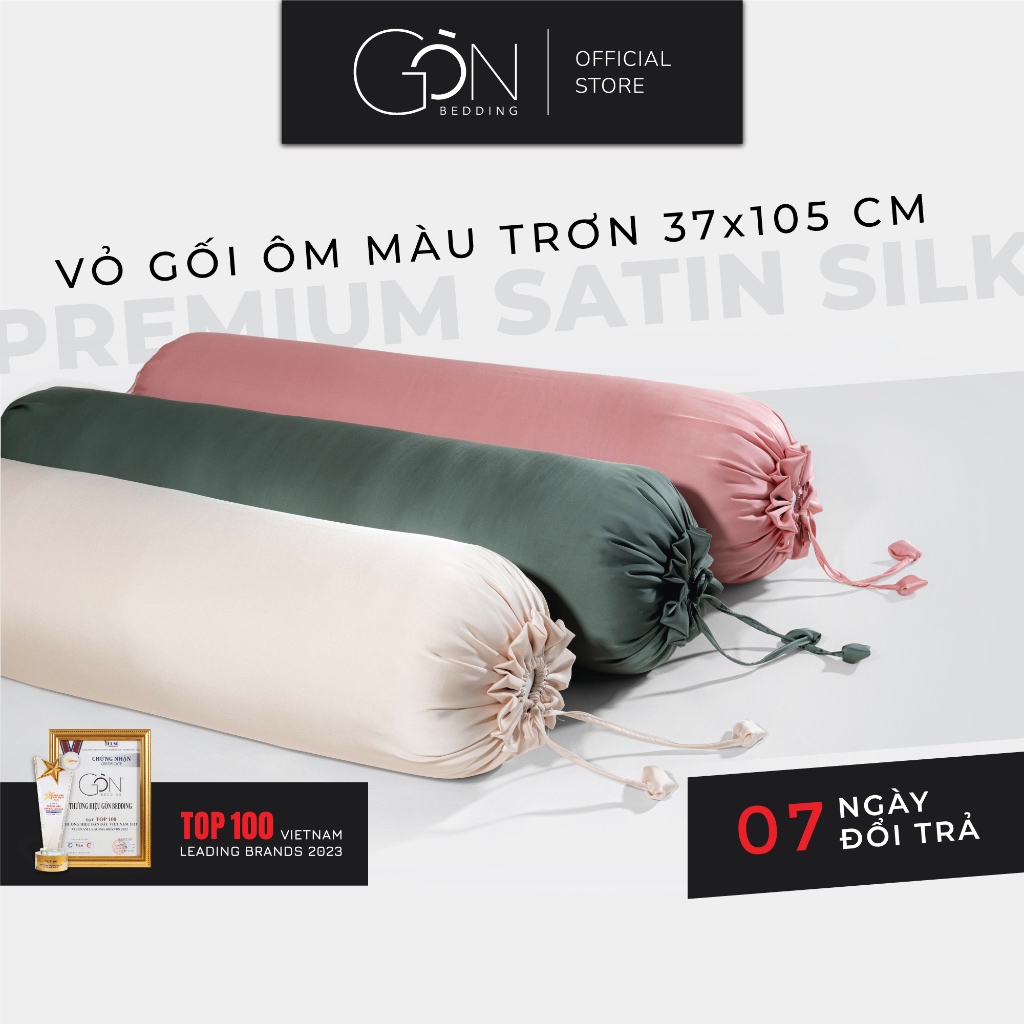 01 Vỏ Gối Ôm Gòn Bedding Lụa Satin Premium Cao Cấp Màu Trơn 35x100 cm