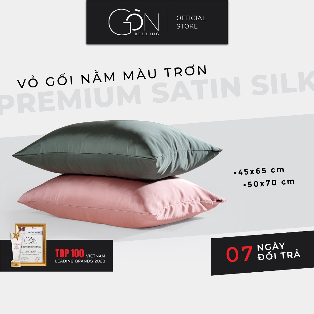 01 Vỏ Gối Nằm Gòn Bedding Lụa Satin Premium Cao Cấp Màu Trơn 50x70 cm