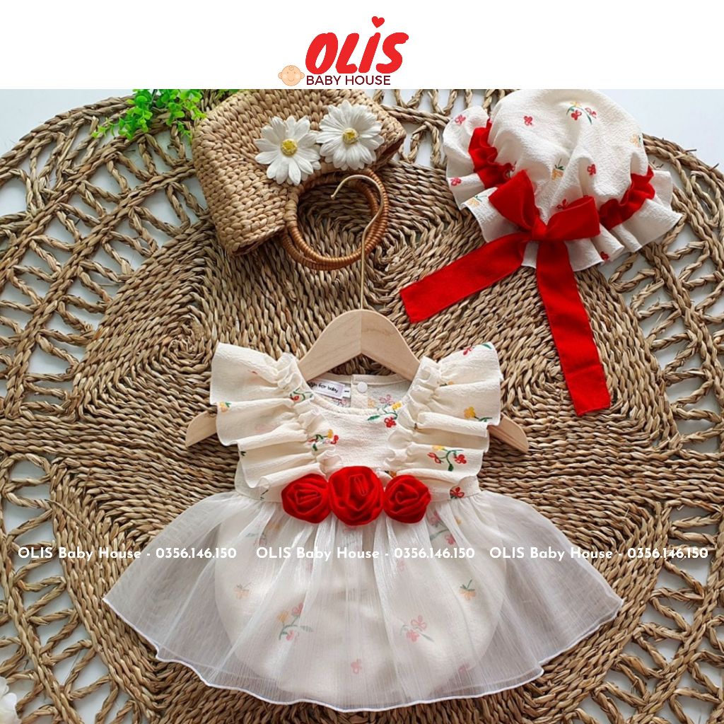 Bodysuit cho Bé gái, body chip OLIS BABY HOUSE, chất vải cao cấp, size 3 - 12 kg